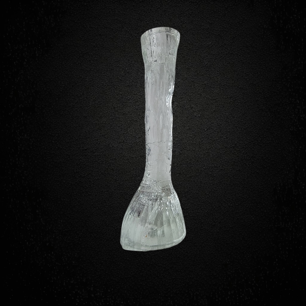 Ice Glacier Candlestick Holder Clear Glass Mid Century Modern 9" Tall Vintage